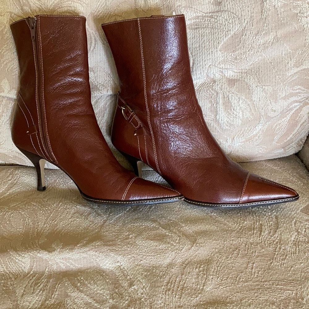 Coach medium brown stiletto heel low boots